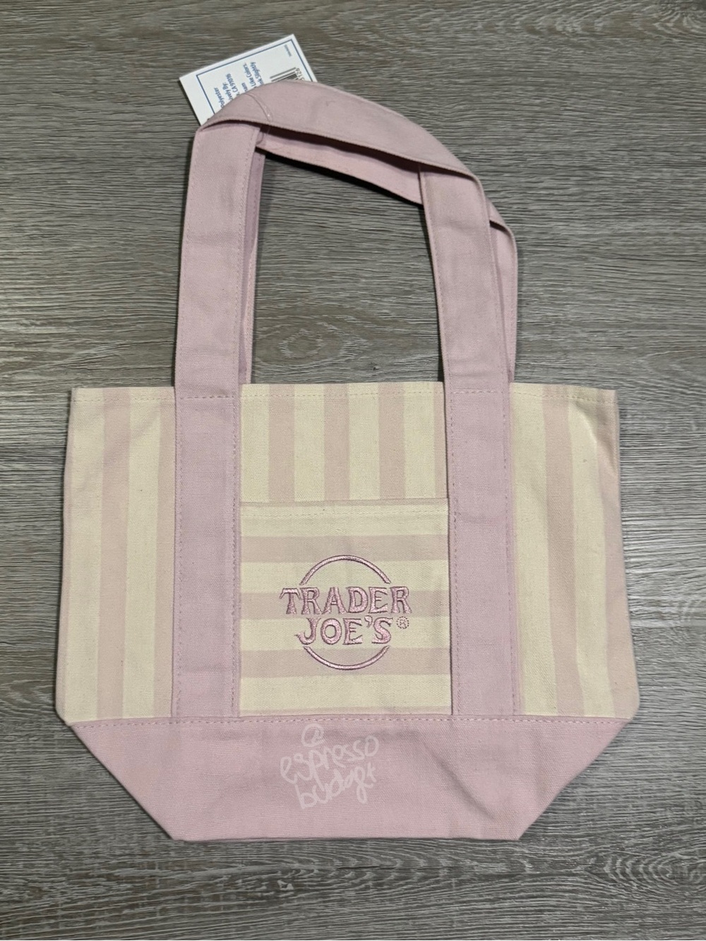 Trader Joe's Set of 12 Mini Tote Bag - Pastel Stripe (Mint, Pink, Blue, Beige) - Picture 4 of 5
